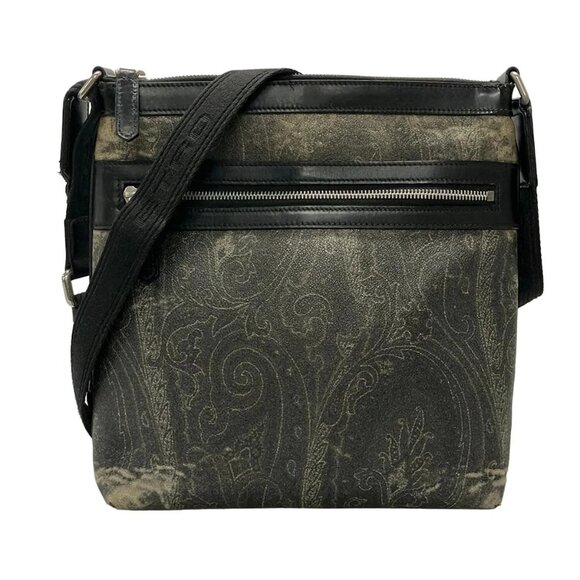 Auth ETRO - Khaki PVC Leather Shoulder Bag - Picture 1 of 14